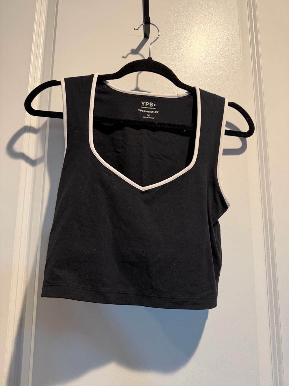 YPB Black Crop Top with White Trim